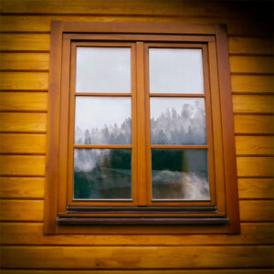 деревянное окно из массива дерева